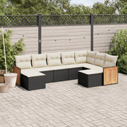 Loungeset 9-delig poly rattan zwart