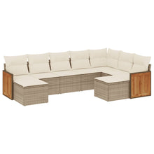 9-Delige Loungeset Met Kussens Poly Rattan Beige