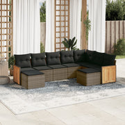 Loungeset 9-delig poly rattan grijs