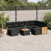 Loungeset 10-delig poly rattan zwart