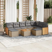 Loungeset 10-delig poly rattan beige