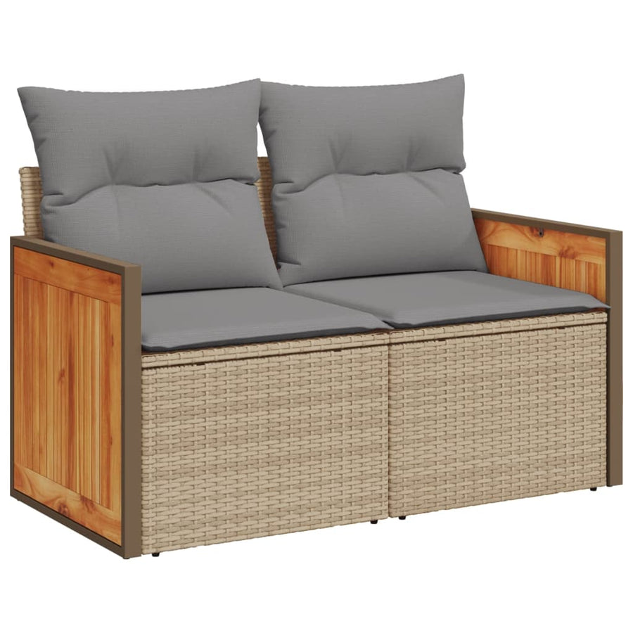 8-Delige Loungeset Met Kussens Poly Rattan Beige