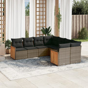 Loungeset 8-delig poly rattan grijs