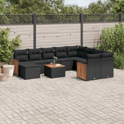 Loungeset 11-delig poly rattan zwart