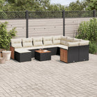 11-Delige Loungeset Met Kussens Poly Rattan Zwart