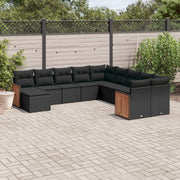 Loungeset 11-delig poly rattan zwart