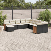 Loungeset 11-delig poly rattan zwart