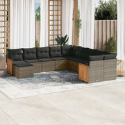 Loungeset 11-delig poly rattan grijs