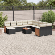 Loungeset 12-delig poly rattan zwart