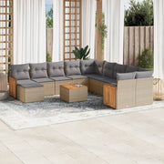 Loungeset 12-delig poly rattan beige