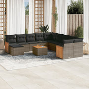 Loungeset 12-delig poly rattan grijs