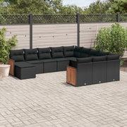 Loungeset poly rattan 12-delig zwart