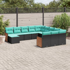 12-piece garden lounge set with cushions black poly rattan