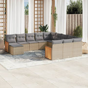 Loungeset 12-delig poly rattan beige
