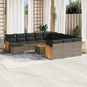 Loungeset 13-delig poly rattan grijs