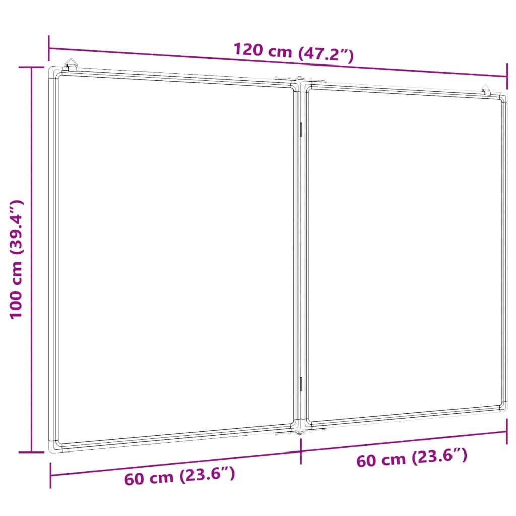 Whiteboard magnetisch inklapbaar 120x100x1,7 cm aluminium