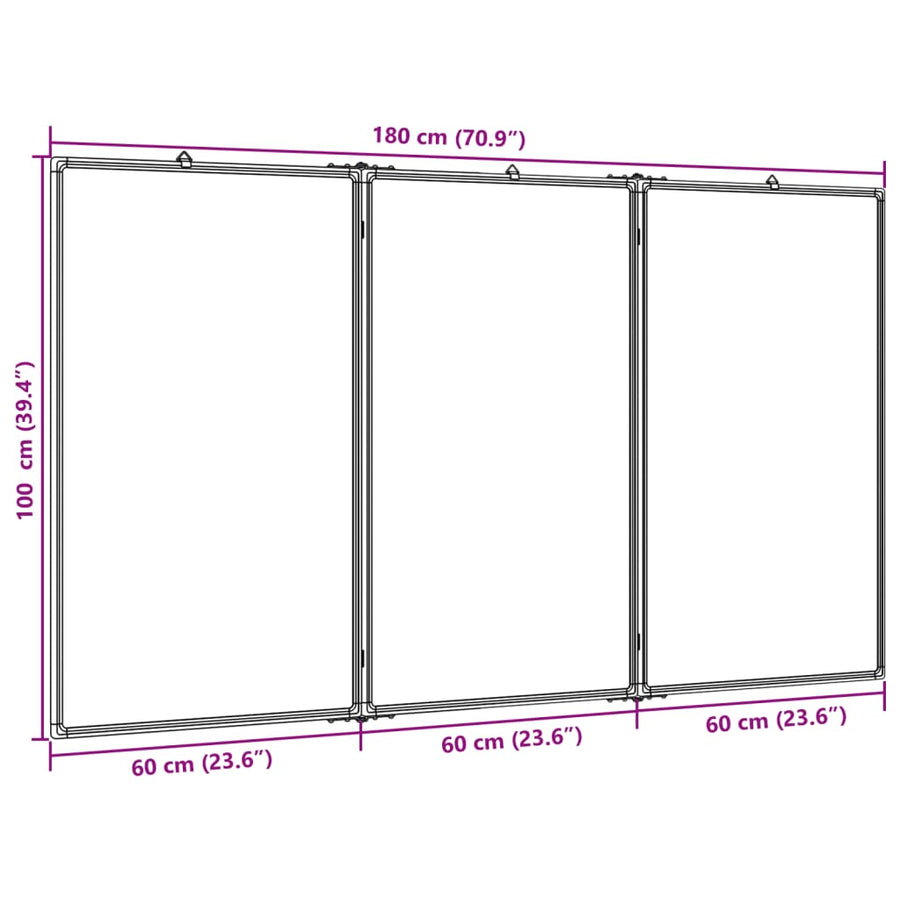 Whiteboard magnetisch inklapbaar 180x100x1,7 cm aluminium