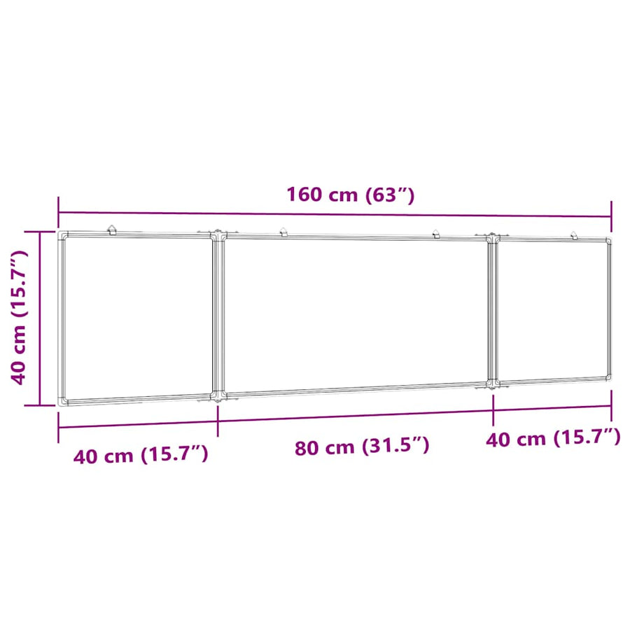Whiteboard Magnetisch Inklapbaar 160X40X1,7 Cm Aluminium 160 x 40 x 1.7 cm