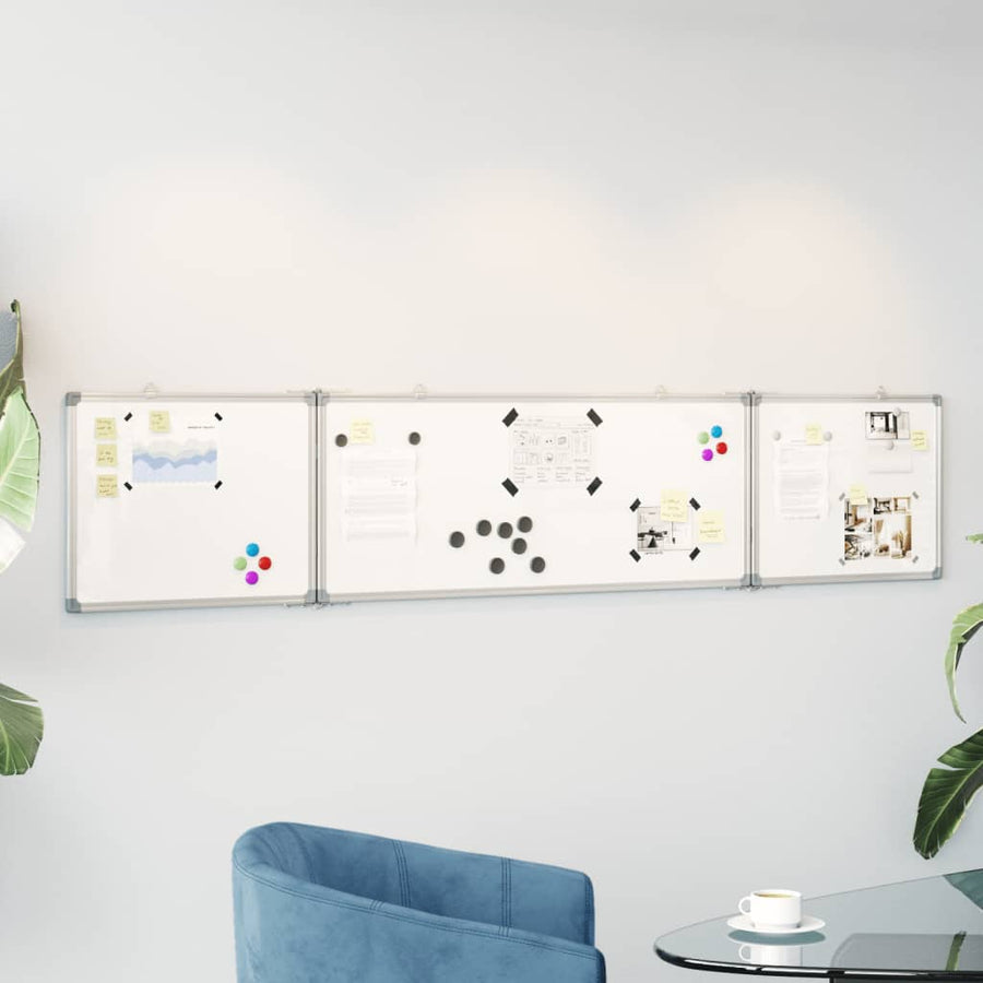 Whiteboard magnetisch inklapbaar 200x40x1,7 cm aluminium