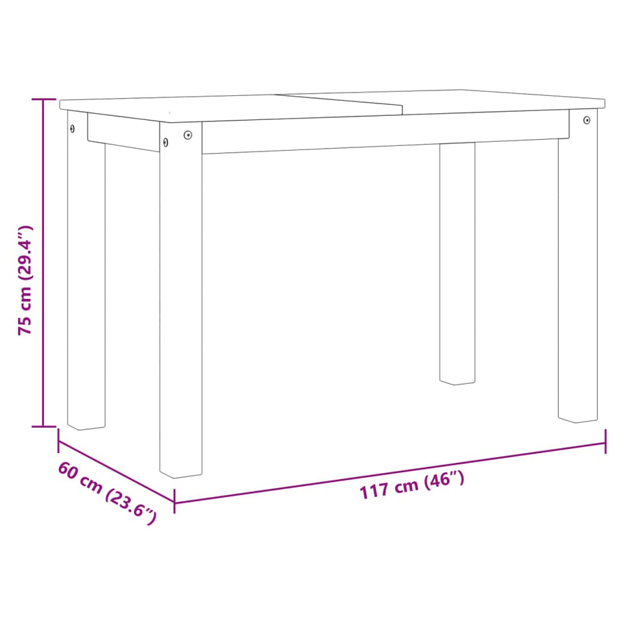 Eettafel Panama 117x60x75 cm massief grenenhout