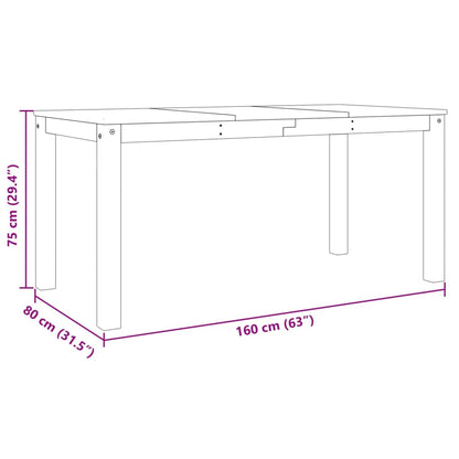 Eettafel Panama 160x80x75 cm massief grenenhout grijs