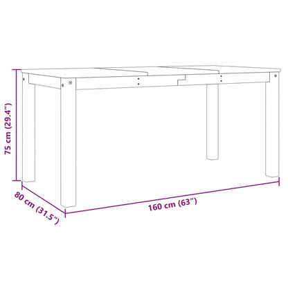 Eettafel Panama 160x80x75 cm massief grenenhout wit