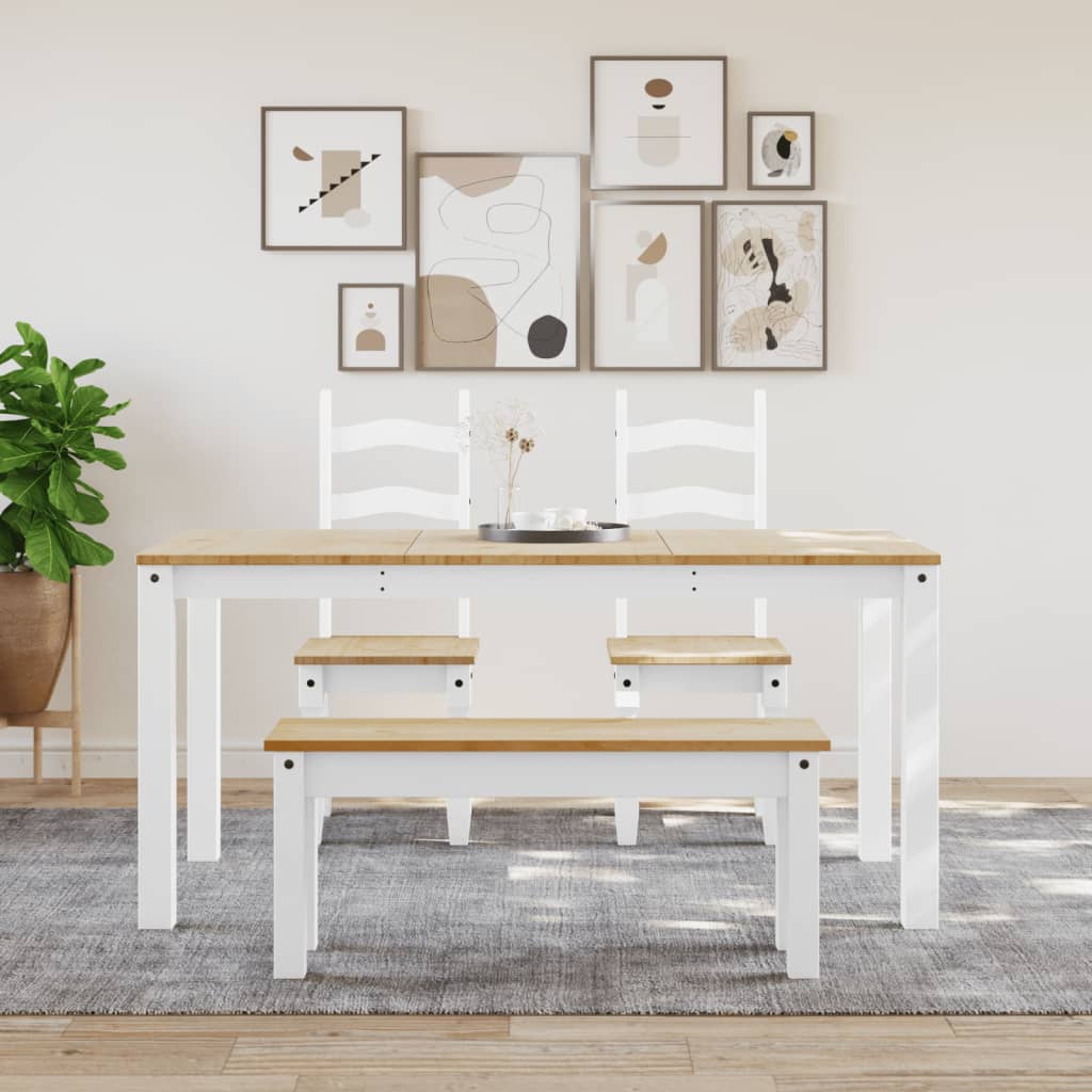 Eetkamerbank PANAMA 105x30x45 cm massief grenenhout wit