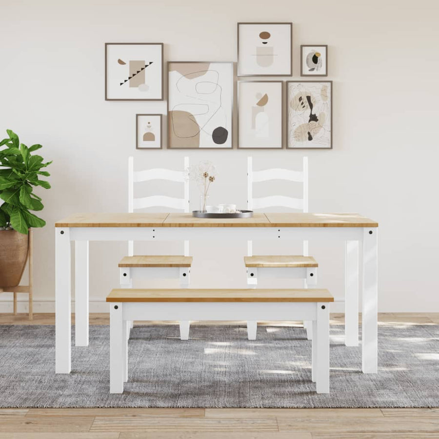 Eetkamerbank PANAMA 105x30x45 cm massief grenenhout wit