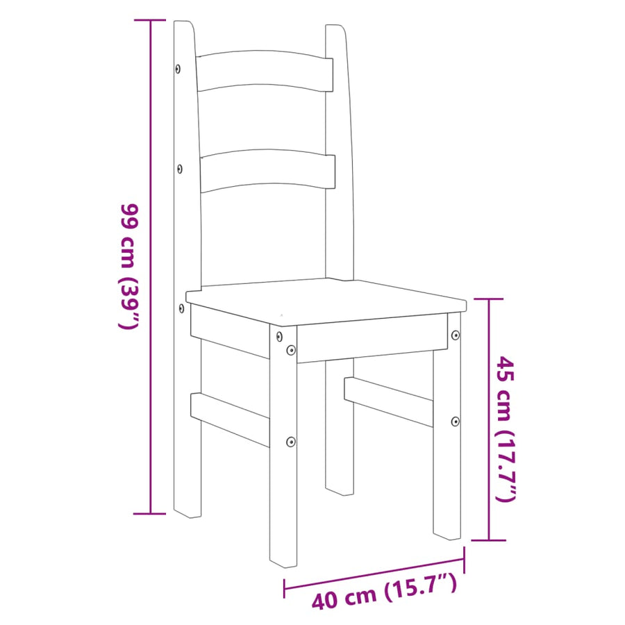 Eetkamerstoelen 2 st 40x46x99 cm massief grenenhout grijs