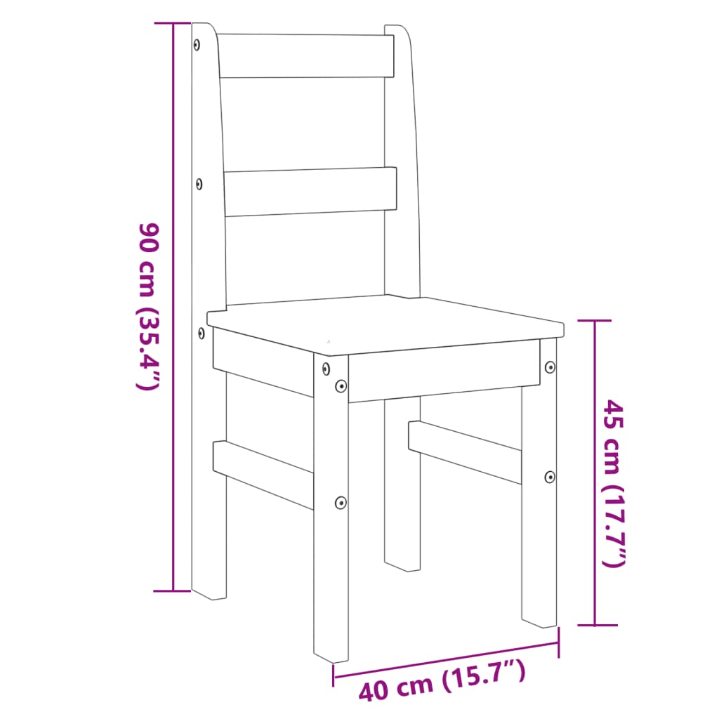 Eetkamerstoelen 2 st Panama 40x46x90 cm grenenhout wit