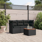 4-Delige Loungeset Met Kussens Poly Rattan Zwart