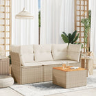 4-Delige Loungeset Met Kussens Poly Rattan Beige beige and cream