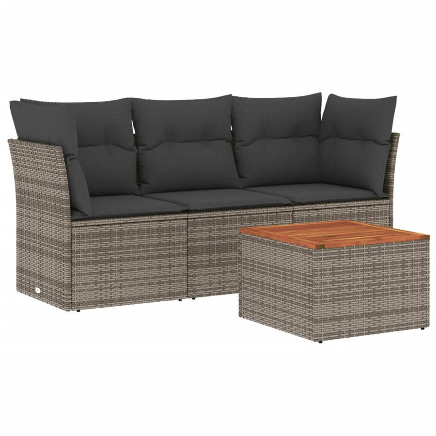 4-Delige Loungeset Met Kussens Poly Rattan Grijs