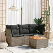 Loungeset 4-delig poly rattan grijs