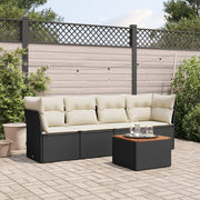 Loungeset 5-delig poly rattan zwart
