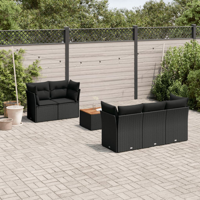 6-Delige Loungeset Met Kussens Poly Rattan Zwart