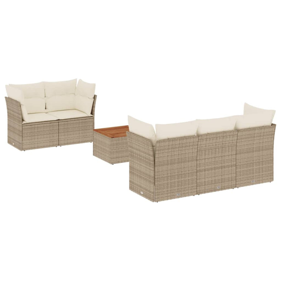 6-Delige Loungeset Met Kussens Poly Rattan Beige beige and cream