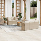 6-Delige Loungeset Met Kussens Poly Rattan Beige beige and cream