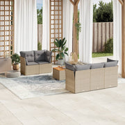Loungeset 6-delig poly rattan beige
