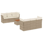 7-Delige Loungeset Met Kussens Poly Rattan Beige