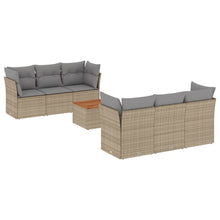 7-Delige Loungeset Met Kussens Poly Rattan Beige