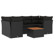Loungeset 7-delig poly rattan zwart
