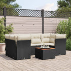 7-Delige Loungeset Met Kussens Poly Rattan Zwart