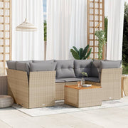 7-piece Loungeset with cushions poly rattan beige