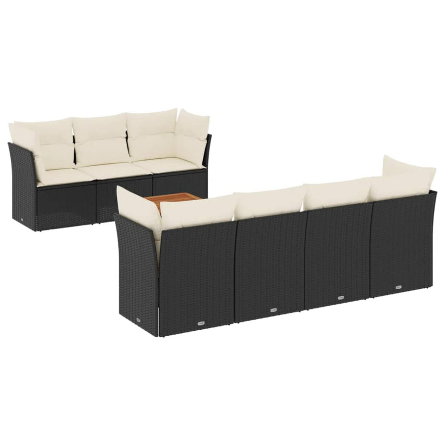 8-Delige Loungeset Met Kussens Poly Rattan Zwart