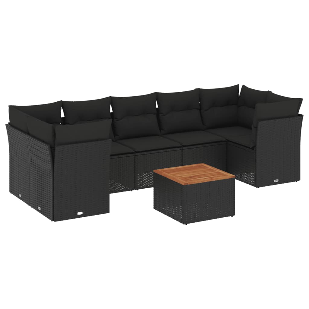 8-Delige Loungeset Met Kussens Poly Rattan Zwart