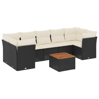 8-Delige Loungeset Met Kussens Poly Rattan Zwart