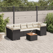 8-piece Lounge Set with Cushions Polyrattan Black