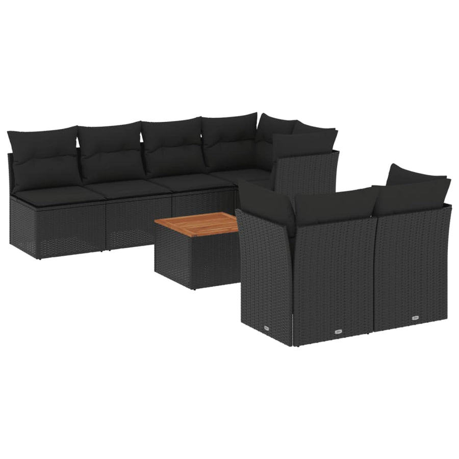 8-Delige Loungeset Met Kussens Poly Rattan Zwart