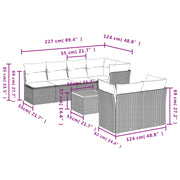 8-piece Lounge Set with Cushions Polyrattan Black